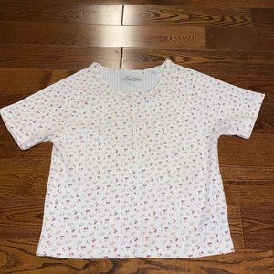 American Eagle Pointelle/Ribbed Floral Tee